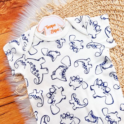 Conj. de Malha 3 peças - Dinos - Marinho e Off White